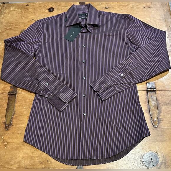 Men’s Zara Man Purple Button Down Shirt Size Medium - Picture 1 of 7